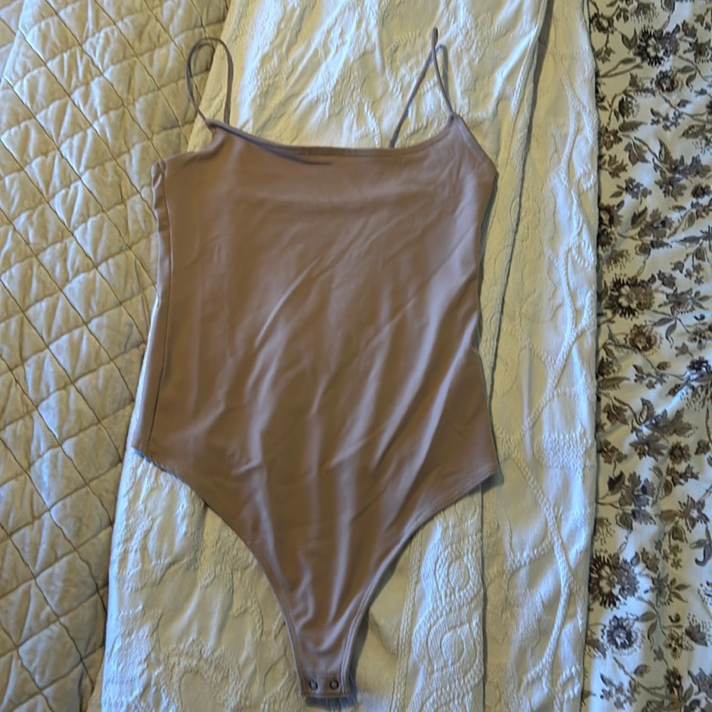 A&F bodysuit in tan, light camel color